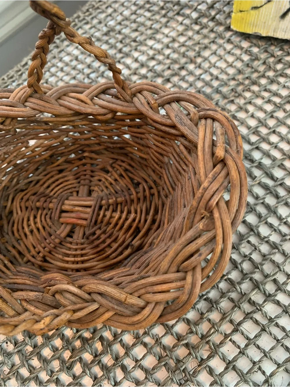 Vintage Rustic Handwoven Vine Twig Harvest Basket